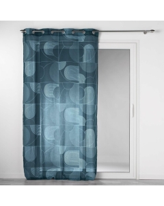 Voilage a oeillets 140 x 240 cm voile sablé imprimé Esquisse Bleu