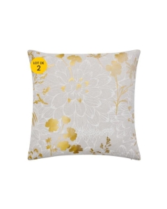 Lot de 2 Coussins Déhoussables 45x45 cm - Polycoton Imprimé Métallisé Anassia