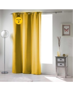 Lot de 2 Rideaux occultant uni 140 x 240 cm Occult Jaune