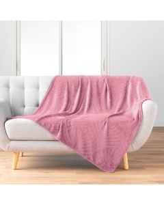 Plaid 125 x 150 cm flanelle relief unie nelia Rose