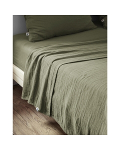 Drap plat 240 x 300 cm Double gaze de coton luxe Gaïa Romarin