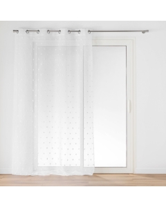 Voilage à Œillets 140 x 240 cm - Voile Sablé avec Pompons Pompinou