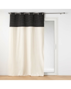 Rideau tamisant 140 x 240 cm coton recyclé + fils coupés Linechic Noir