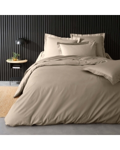 Housse de Couette Beige en Percale de Coton - Douceur et Élégance 260 x 240 cm