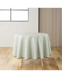 Nappe ronde (0) 180 cm polyester imprime metallise piana Sauge