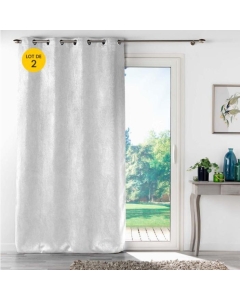 Lot de 2 Rideaux occultant 135 x 240 cm Imprimé ton sur ton Mélodie Blanc