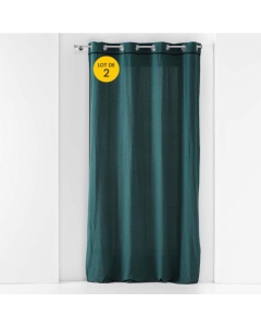 Lot de 2 rideaux à oeillets 140 x 240 cm Coton lavé Linette Pétrole