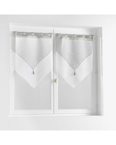 Paire pompon passants 2 x 60 x 160 cm voile double sable duetto Gris/blanc