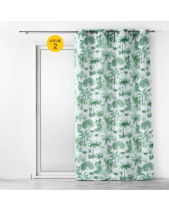 Lot de 2 Rideaux a oeillets 140 x 260 cm polyester imprimé Amazonia Vert