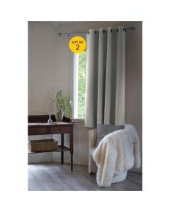 Lot de 2 Rideaux occultant luxe spécial petites fenêtres 140 x 180 cm Obscure Gris