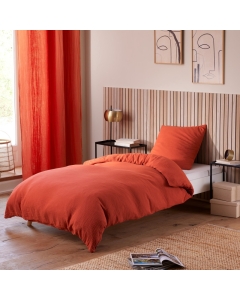Housse de Couette 140 x 200 cm + 1 Taie "Avy" en Gaze de Coton Orange