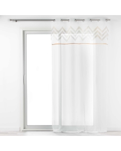 Panneau a oeillets 140 x 240 cm voile sable+top applique metal levi Blanc/or
