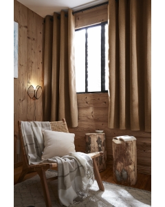 Lot de 2 Rideaux Ultra Occultants Doublés Polaire – Bjorn Camel – 140 x 180 cm