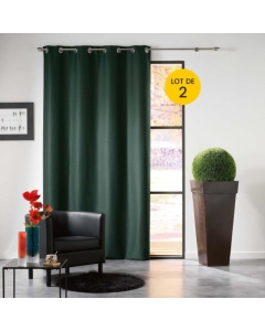 Lot de 2 Rideaux a oeillets 140 x 240 cm occultant mezzo Vert