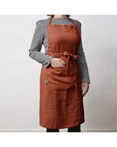 Tablier ajustable lin lavé 70 x 85 cm soline paprika Orange