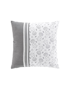 Coussin dehoussable 45 x 45 cm coton/polyester imp.+dentelle Flavie