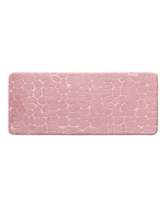 Tapis de bain 50 x 120 cm microfibre unie relief ricochet Rose Poudre