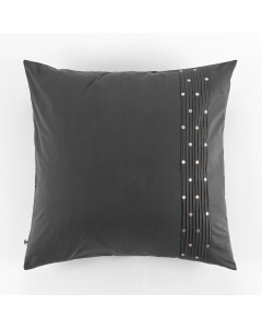 Taie d'oreille brodée 100% coton luxe 57 fils 63 x 63 cm Agathe Anthracite
