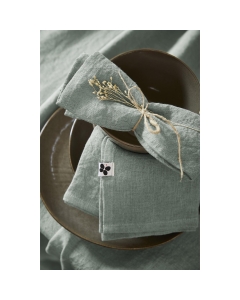 Lot de 3 serviettes lin lavé 40 x 40 cm soline eucalyptus Bleu clair