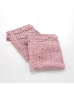 2 gants de toilette 15 x 21 cm eponge unie tendresse Bois De Rose