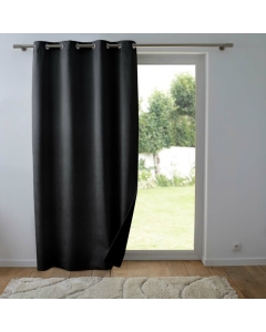Rideau thermique phonique 140 x 260 cm 100% occultant/velours relief shadow Noir