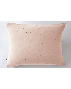 Taie d'oreiller gaze de coton brodée fil or 50 x 70 cm Gaia Chic Rose