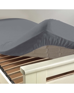 Drap housse 2 personnes 180 x 200 cm uni 57 fils lina Gris souris