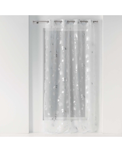Panneau a oeillets 140 x 240 cm voile imprime metallise bloomy Blanc/argent
