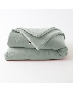 Édredon 180 x 240 cm - Double Gaze de Coton 125 gr/m² - Uni Gaïa Eucalyptus