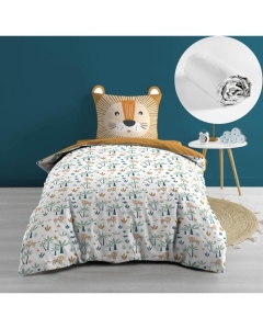 Pack housse de couette enfant Loumba 140 x 200 cm + drap housse Blanc