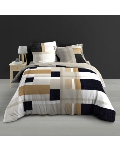 Housse de couette 260 x 240 cm percale de coton 78 fils + 2 taies Ulysse