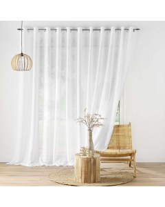 Voilage pour baie vitrée 400 x 240 cm effet lin tisse haltona Blanc