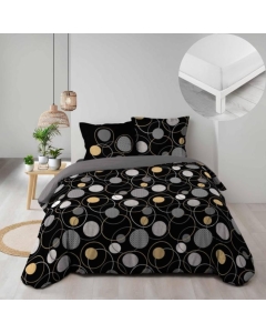 Pack parure de couette 240 x 220 cm Milor + drap housse 140 x 190 x 30 cm Blanc