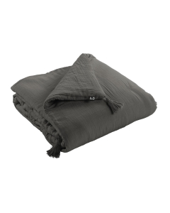 Bout de lit gaze de coton 90 x 200 cm Gris anthracite