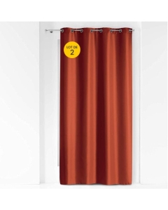 Lot de 2 rideaux grande hauteur à œillets 140 x 280 cm polyester Essentiel Terracotta