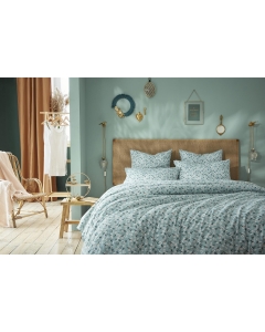 Housse de couette 200 x 200 cm double gaze de coton imprimée Marguerite Bleu