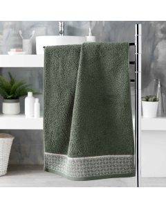 Serviette de toilette 50 x 90 cm éponge coton jacquard Belina Kaki