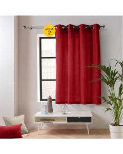 Lot de 2 rideaux petite hauteur 135 x 180 cm coton/polyester recyclé Twily Rouge
