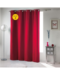 Lot de 2 rideaux Occultant grande hauteur 135 x 280 cm Rouge carmin