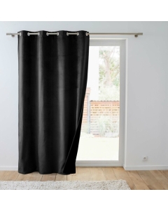Rideau isolant thermique a oeillets 140 x 260 cm isolant/velours relief Polarchic Noir