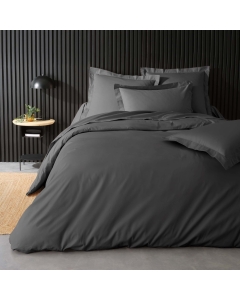 Housse de Couette Gris foncé en Percale de Coton - Douceur et Élégance 240 x 220 cm