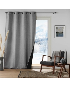 Rideau à oeillets isolant thermique 140 x 260 cm jacquard Polarine Gris