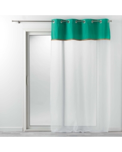 Voilage à oeillets 140 x 280 cm voile uni + jute vert kelonia