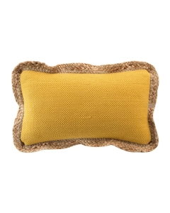 Coussin déhousssable passepoil 30 x 50 cm polycoton +jute Akina Ocre