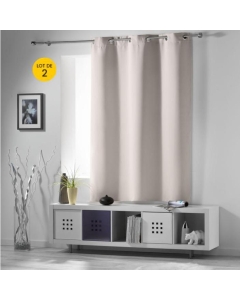 Lot de 2 Rideaux 140 x 180 cm occultant uni occult Ivoire