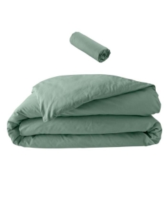 Pack parure en percale 78 fils 240 x 220 cm + DH 140x190 Tilleul