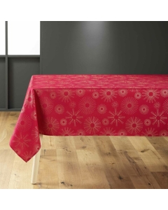 Nappe rectangle 150 x 300 cm polyester imprime metallise pampille Rouge/or