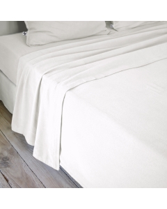 Drap plat 240 x 300 cm flanelle de coton chaude - Candice Blanc