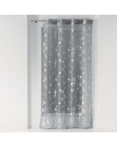 Voilage a oeillets 140 x 240 cm voile Bloomy Gris/argent