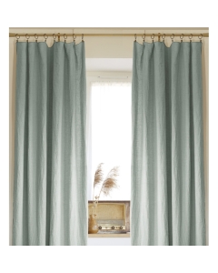 Lot de 2 rideaux ajustables en lin lavé avec 8 anneaux pince 140 x 270 cm Eucalyptus